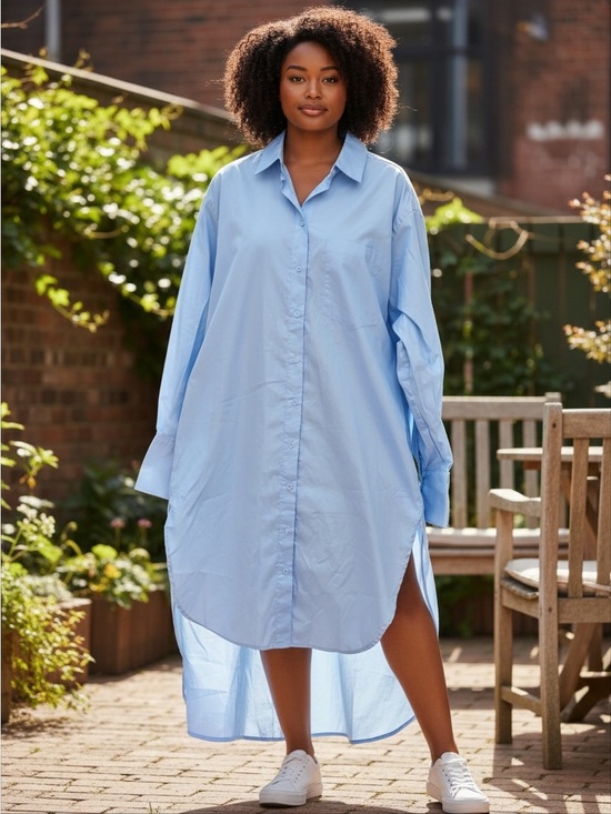 Fashion Nova Dresses & Skirts - Fashion Nova Light Blue Button-Up Shirt Dress
